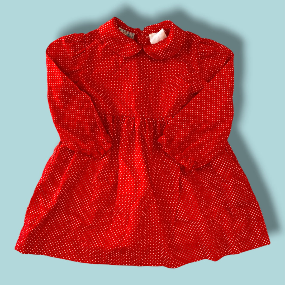 red  polka dot dress, 12-18m