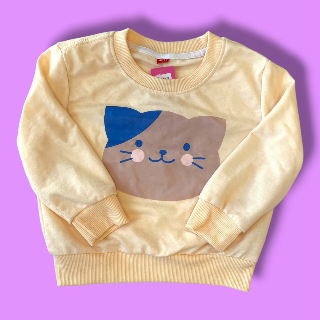 peach  cat sweater, 4y