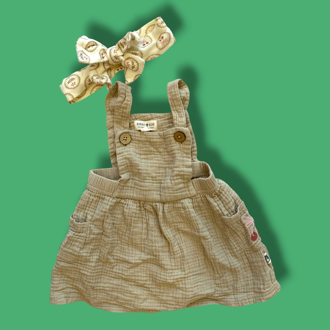 beige Rabbit Bear skirtall &amp; headband set, 18m