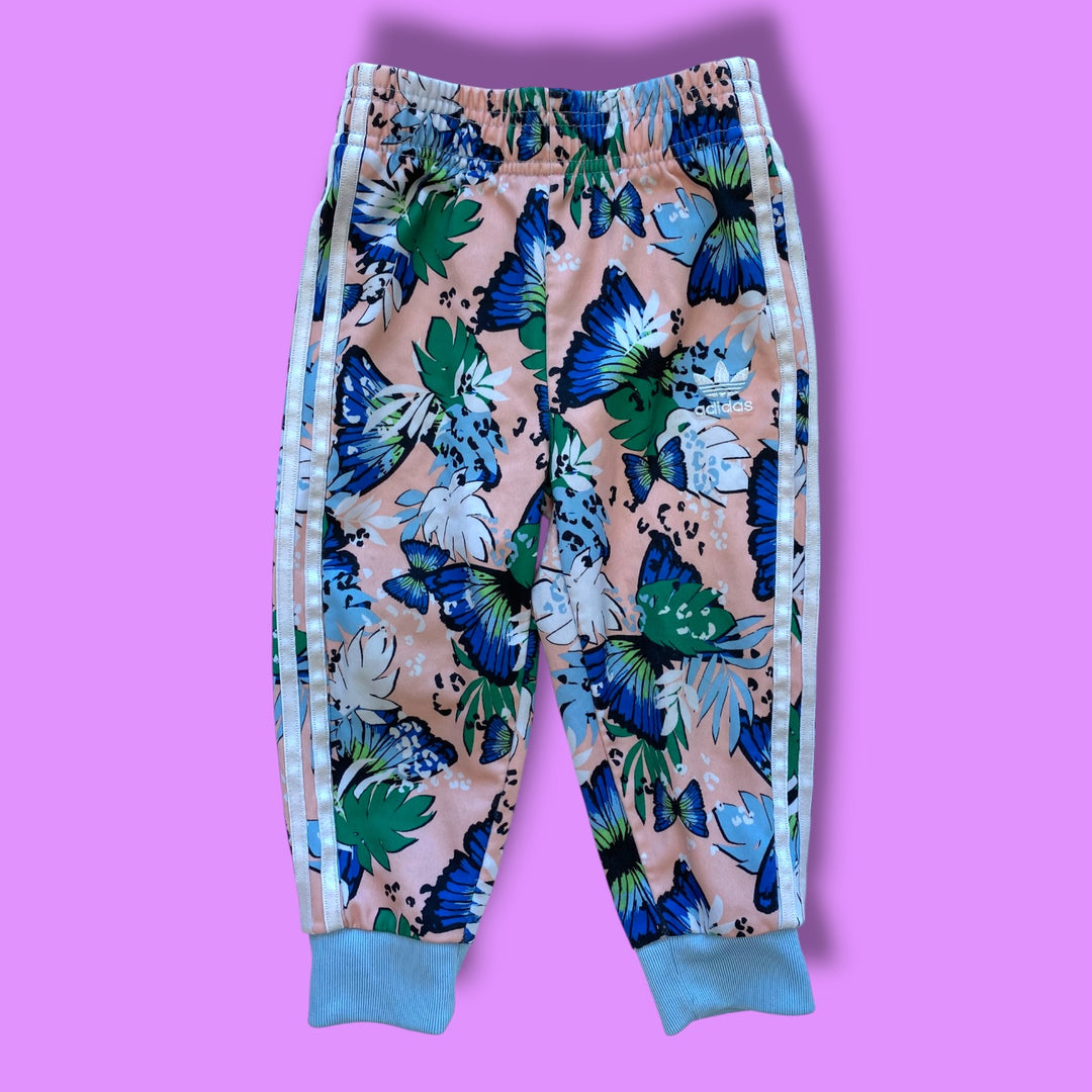 pink Adidas butterfly pants, 2Y