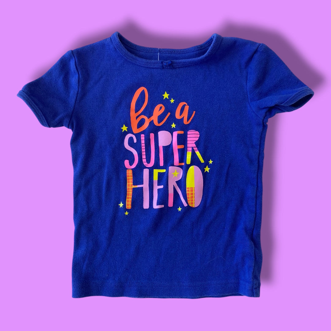 blue Oshkosh be a hero tee, 2Y