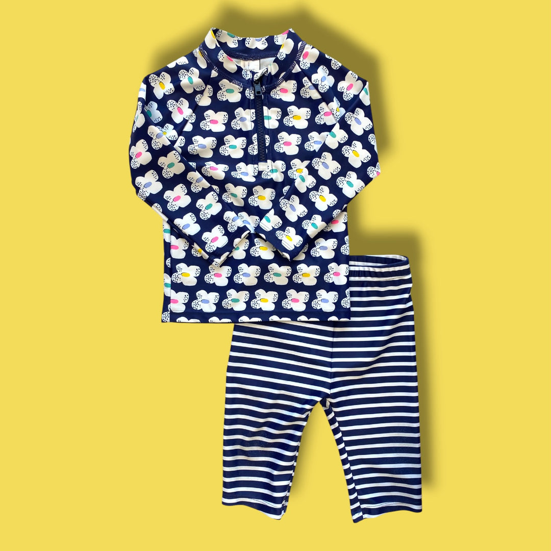 blue/white Next 2 pc flowers swim, 12-18m