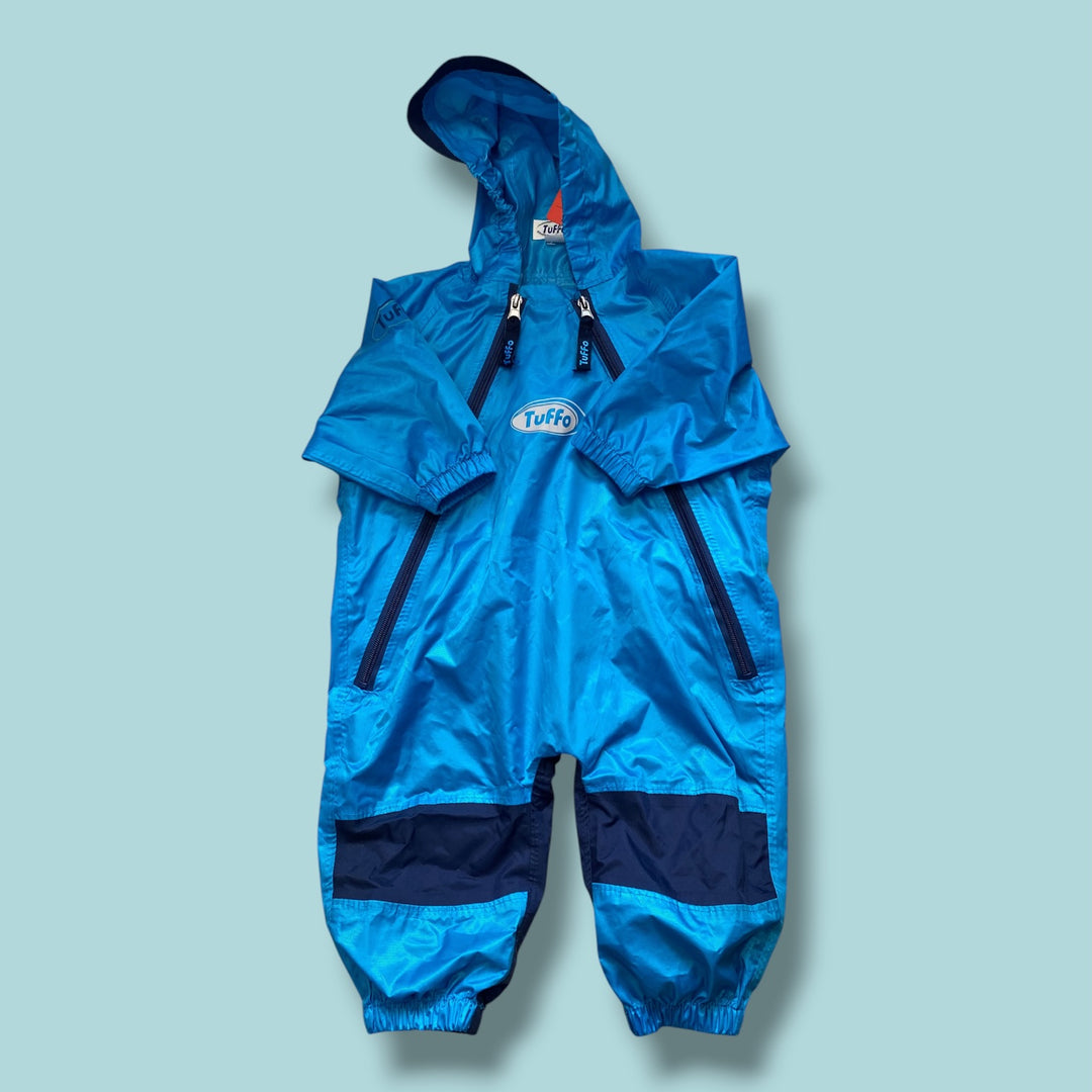 blue tuffo rainsuit, 12m