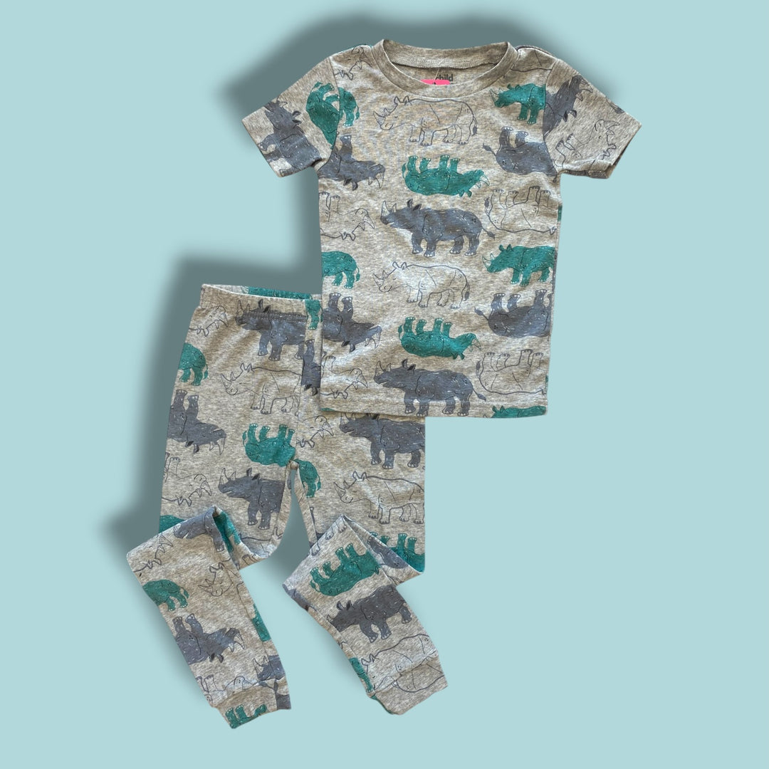 grey Child of Mine rhino pj set, 6Y