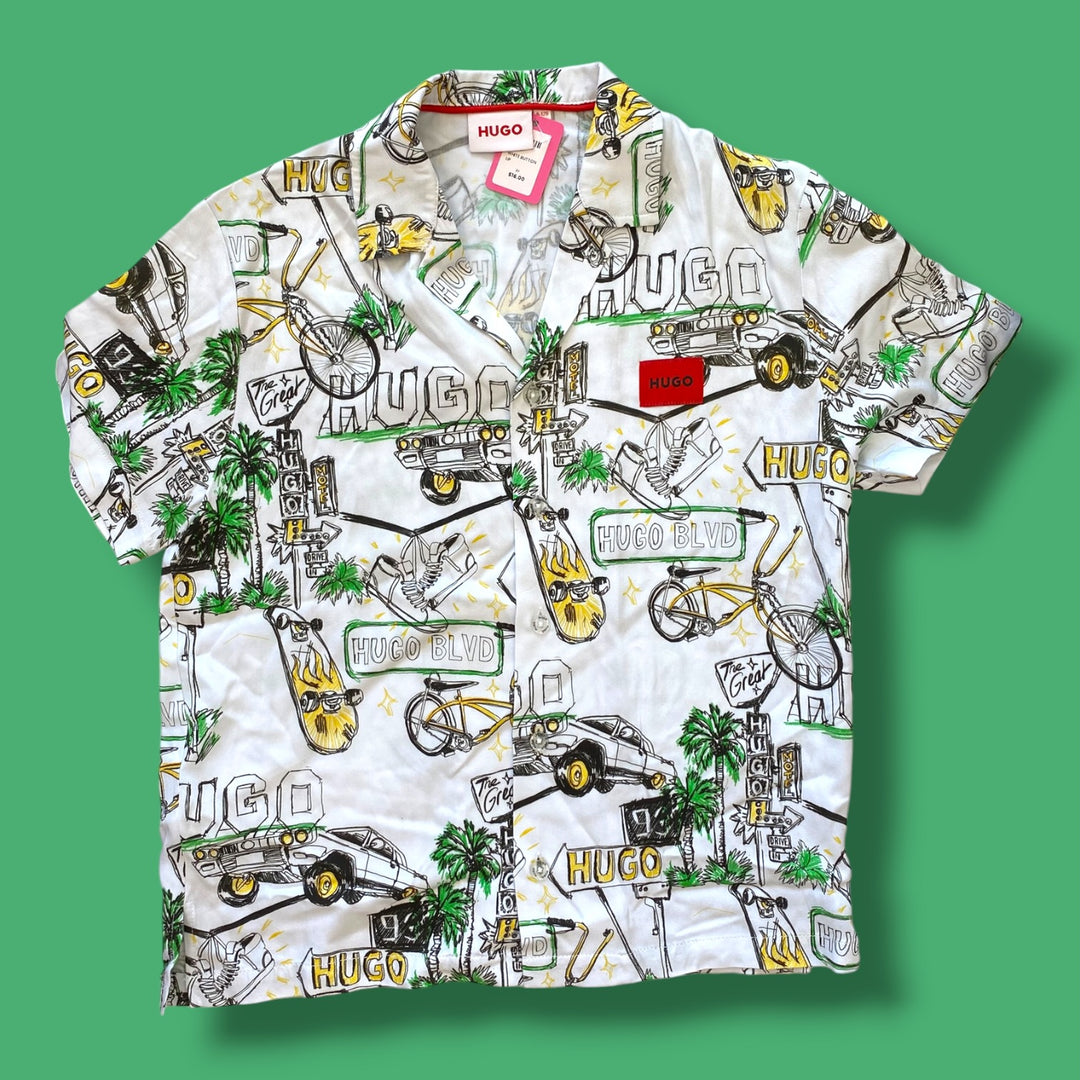 White Hugo Button Up, 8Y