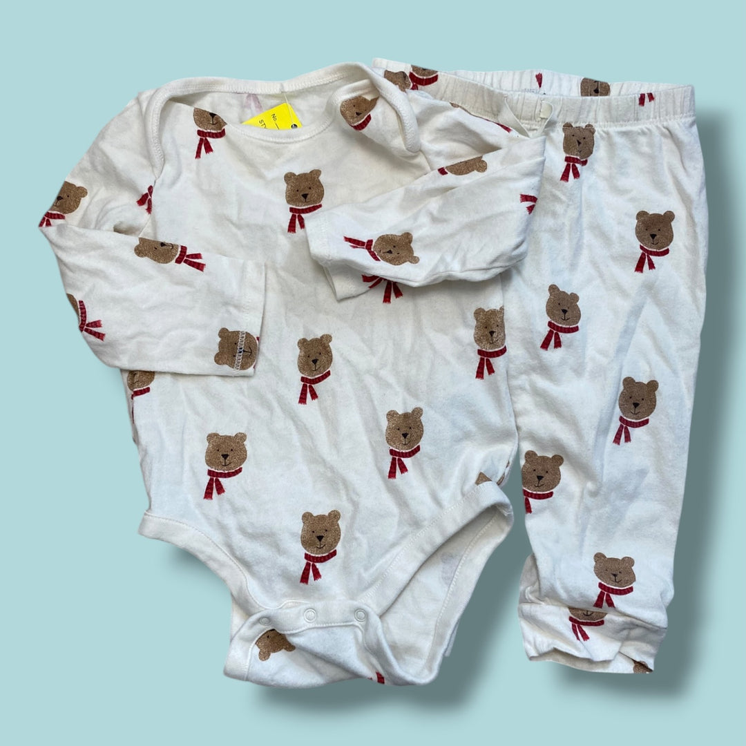 beige gap bear set, 12-18m