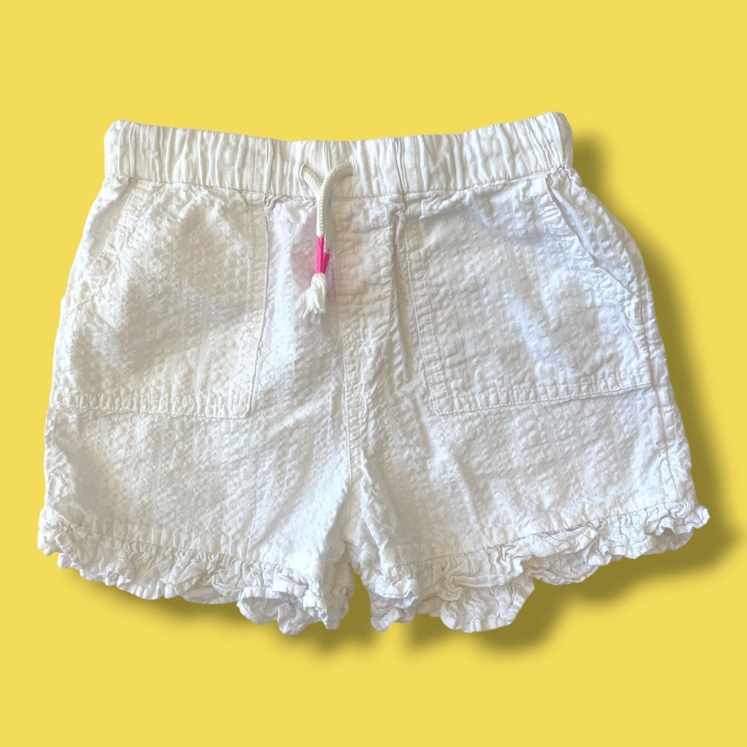 White Wool Worth Shorts, 9Y