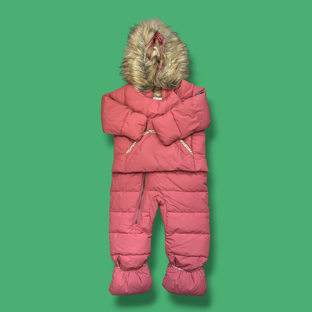 pink deux par deux snowsuit, 12m