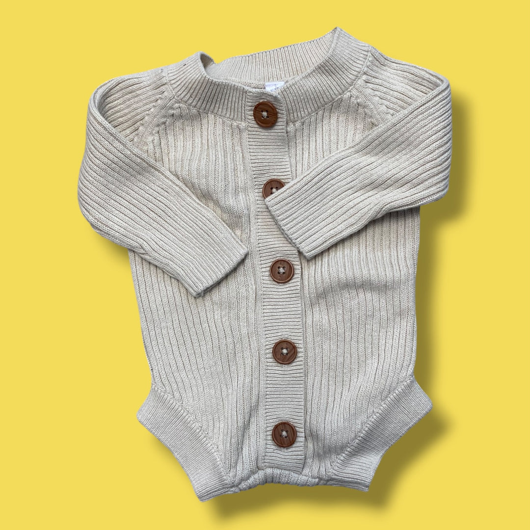 beige souris mini romper, 0-3m