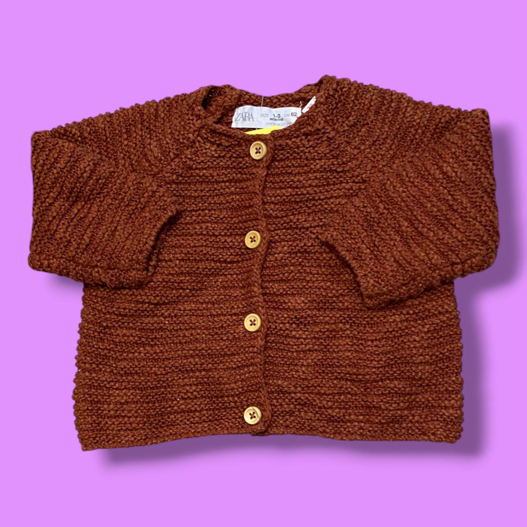 orange zara cardigan, 1-3m