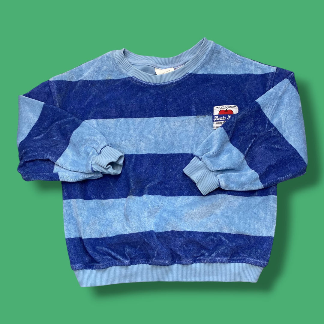 blue zara striped sweatshirt light marks, 6y