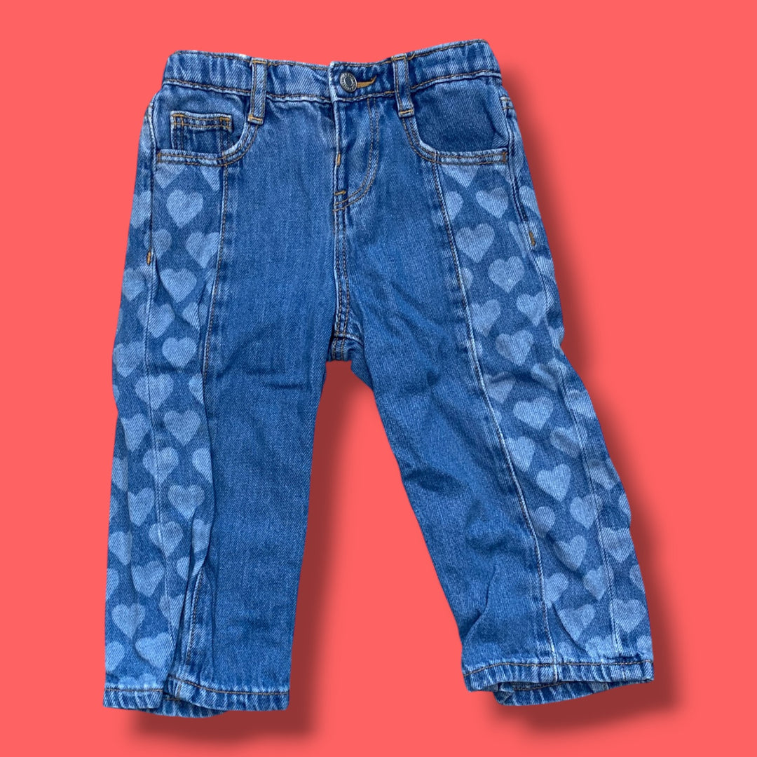 blue zara heart denim, 2y
