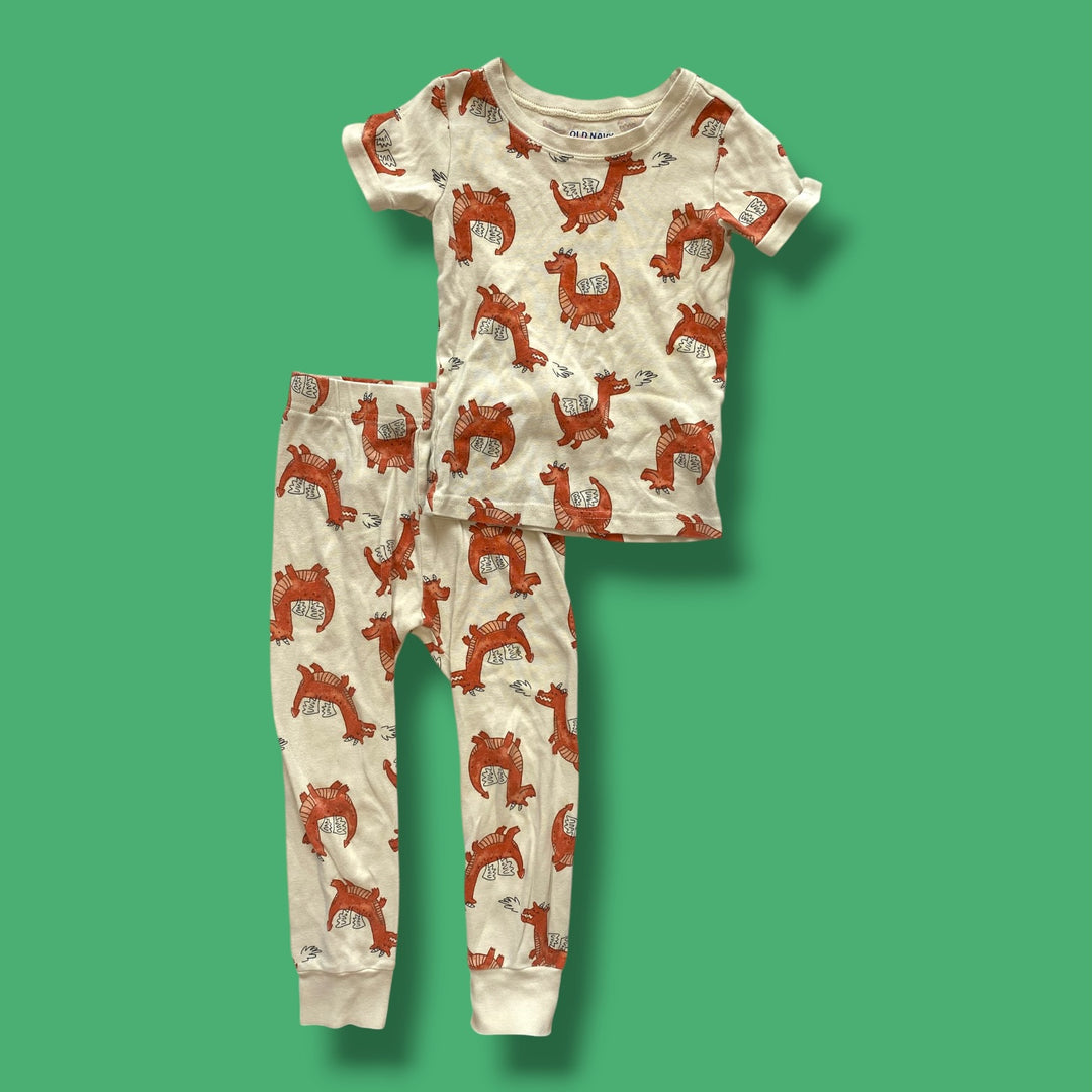 beige Old Navy 2 piece PJS, 3Y