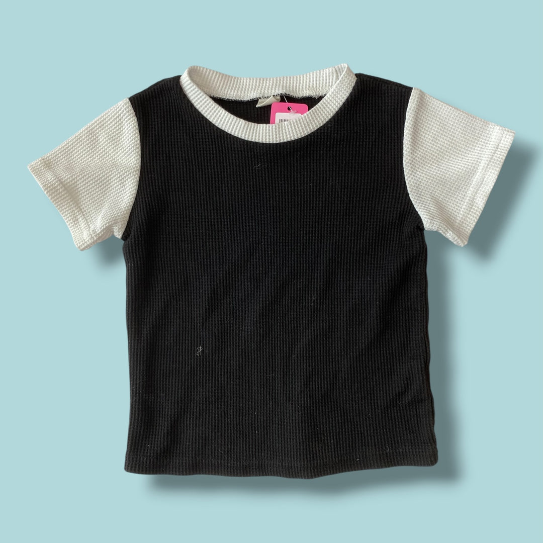 Black unknown Waffle Tee, 3-4Y