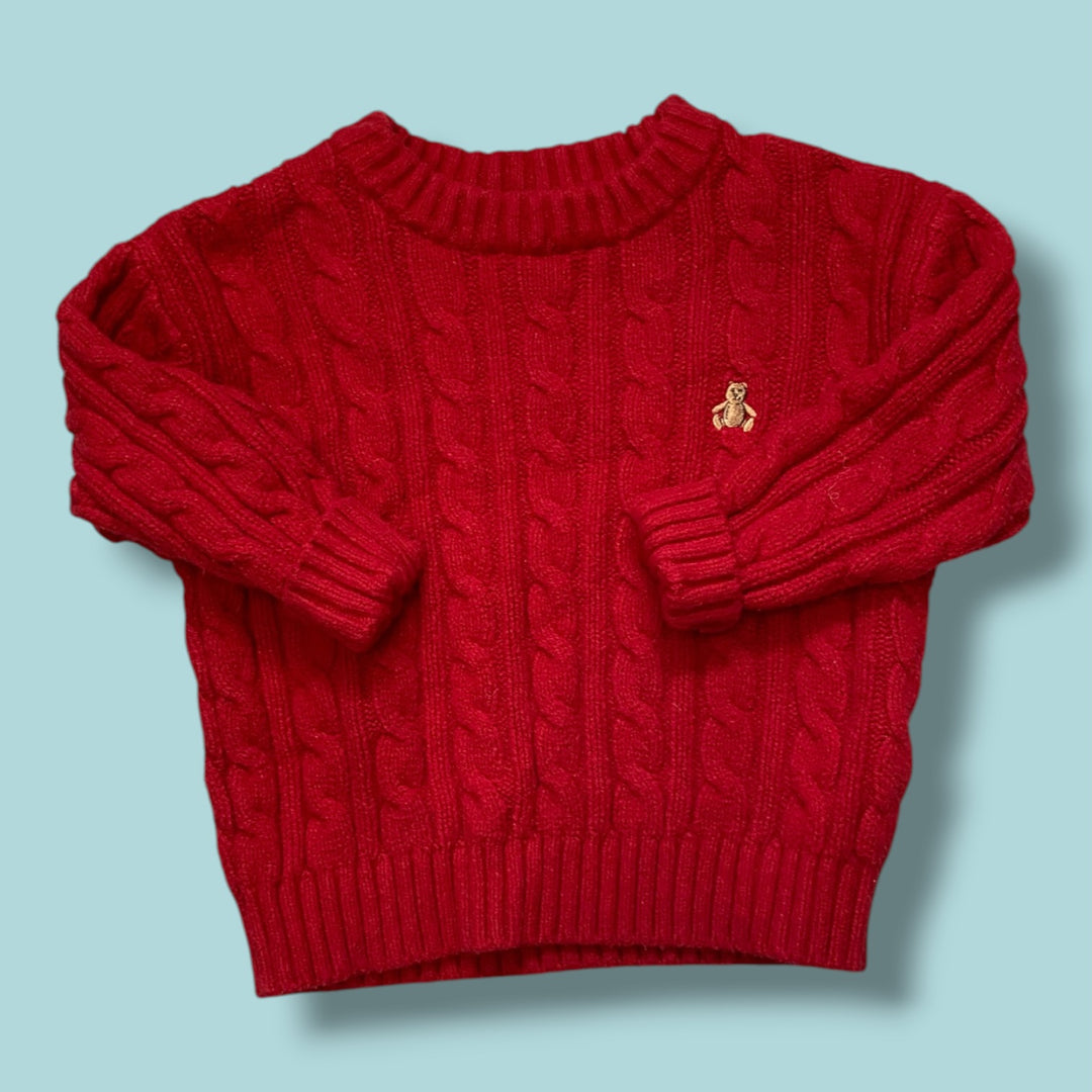 red gap cable knit, 12-18m