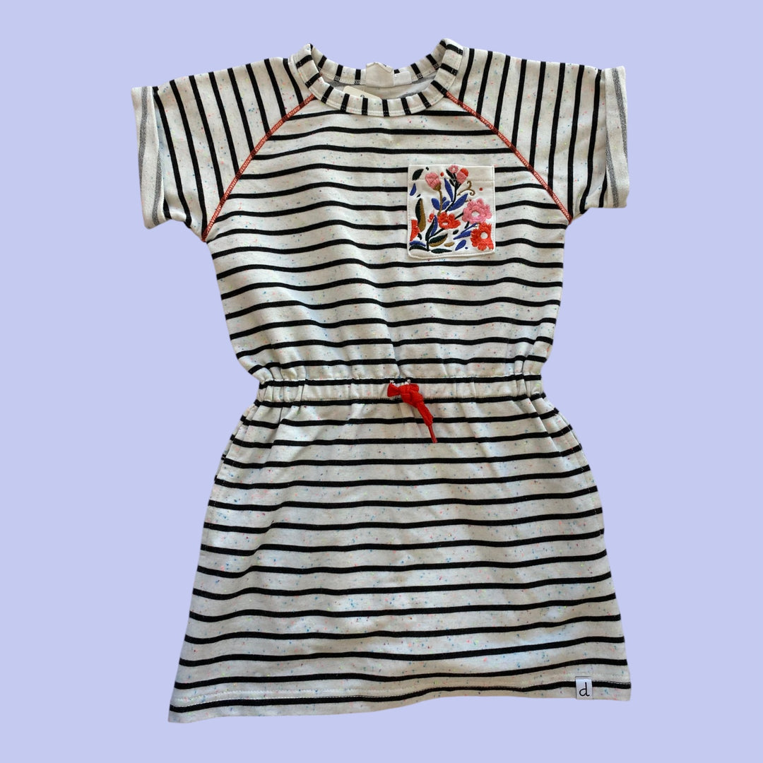 White Deux par Deux striped dress, 4Y