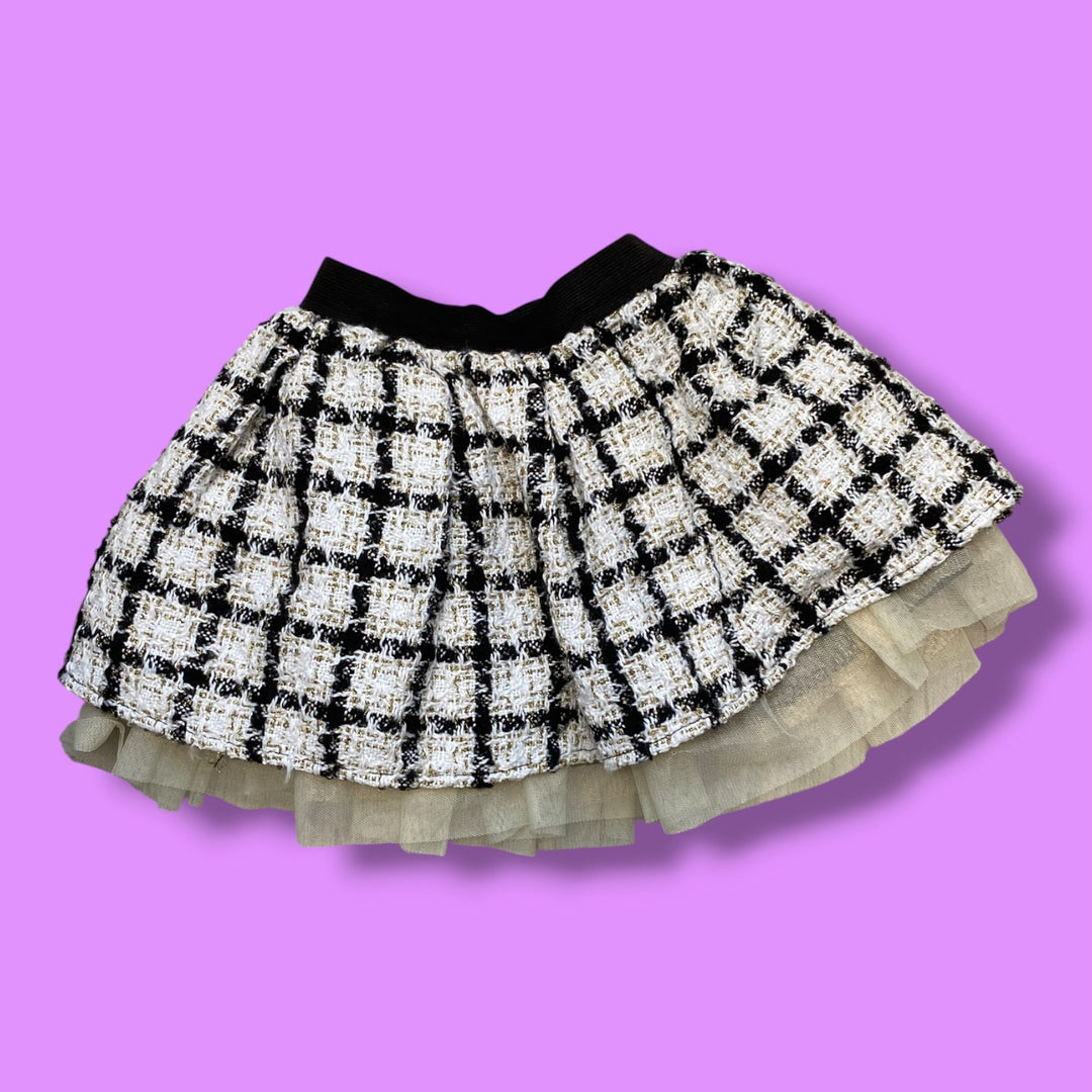 Black/Crean Unknown Skirt, 4Y