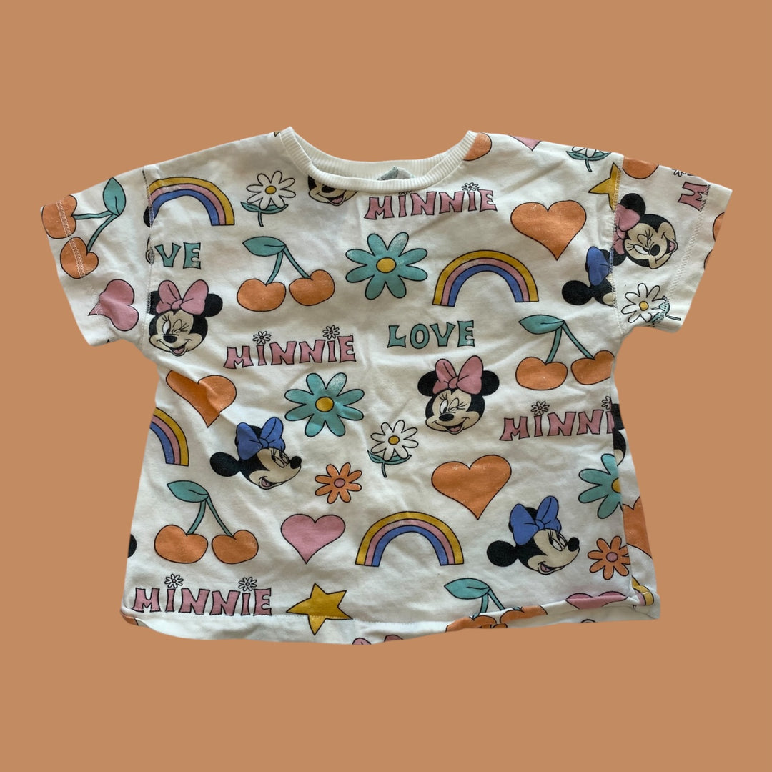 white Zara minnie tee, 12-18m