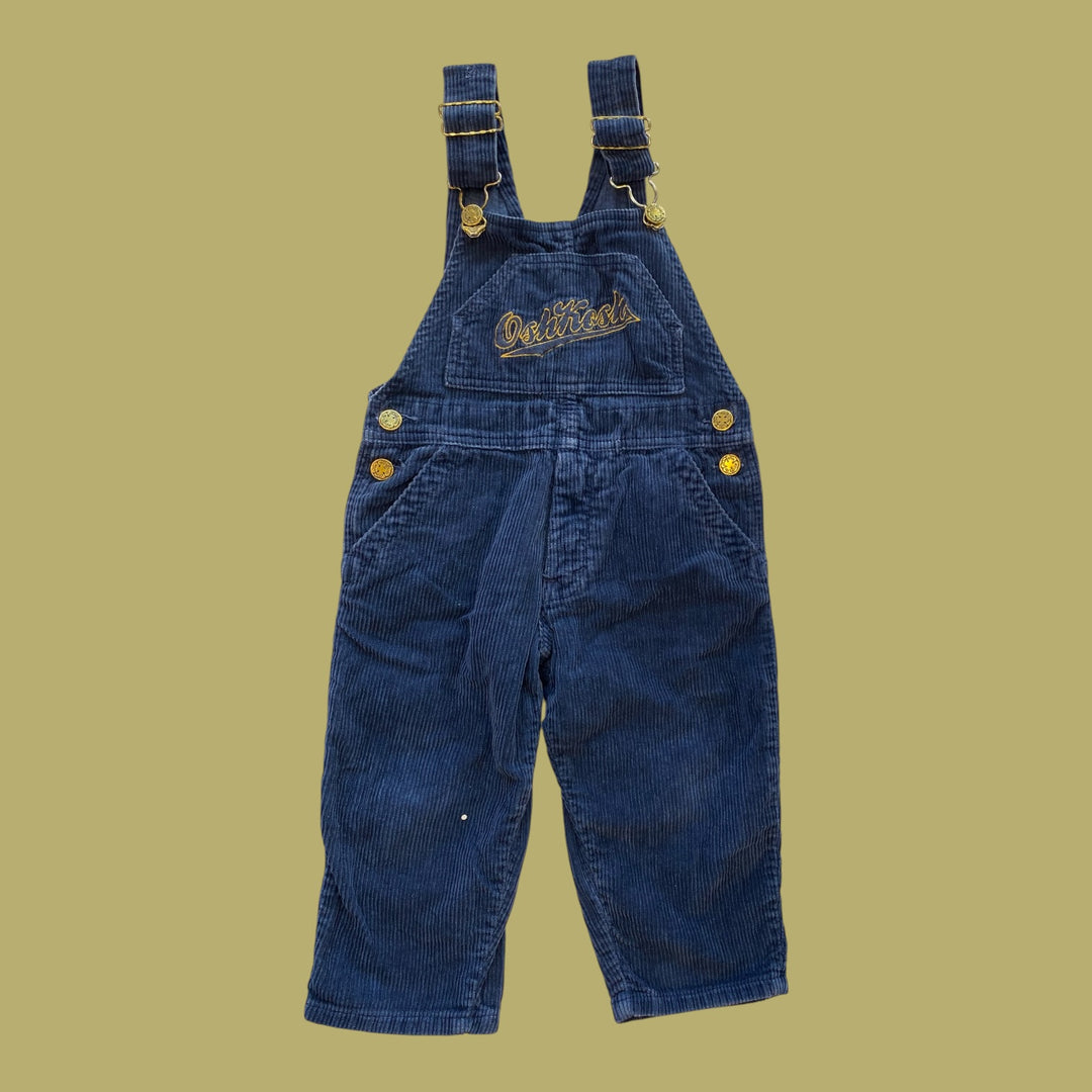 Blue Oshkosh ribbed overalls, 18-24m