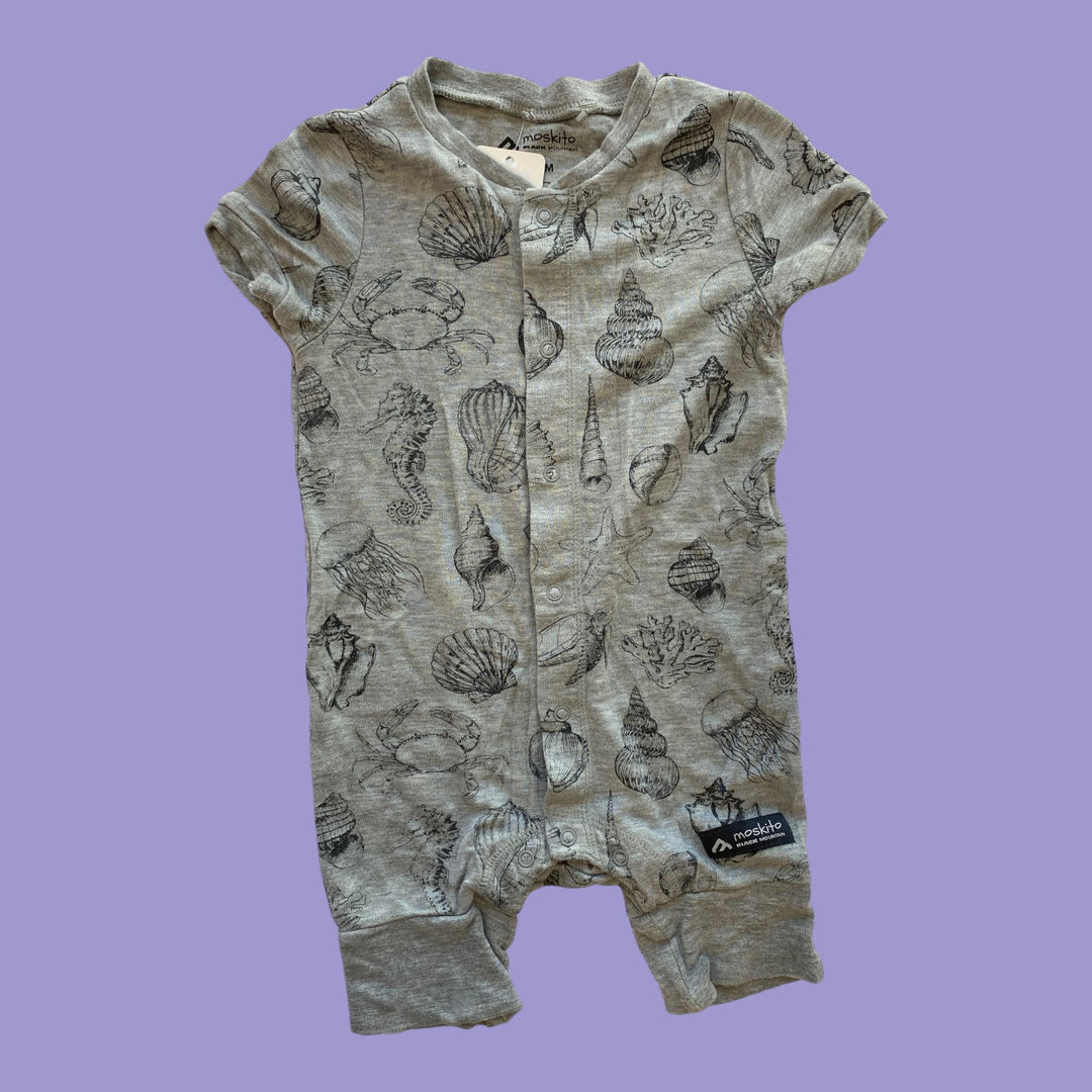 grey Moskito sea shell romper, 9-12m