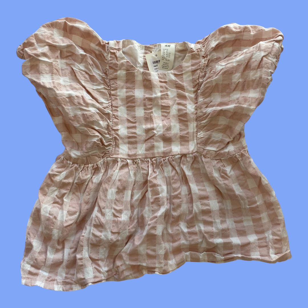 pink H&amp;M gingham top, 18-24m
