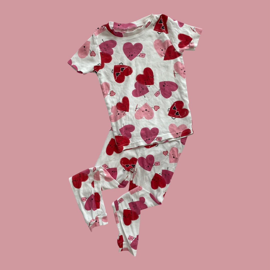 pink/red Carters heart pjs, 5y