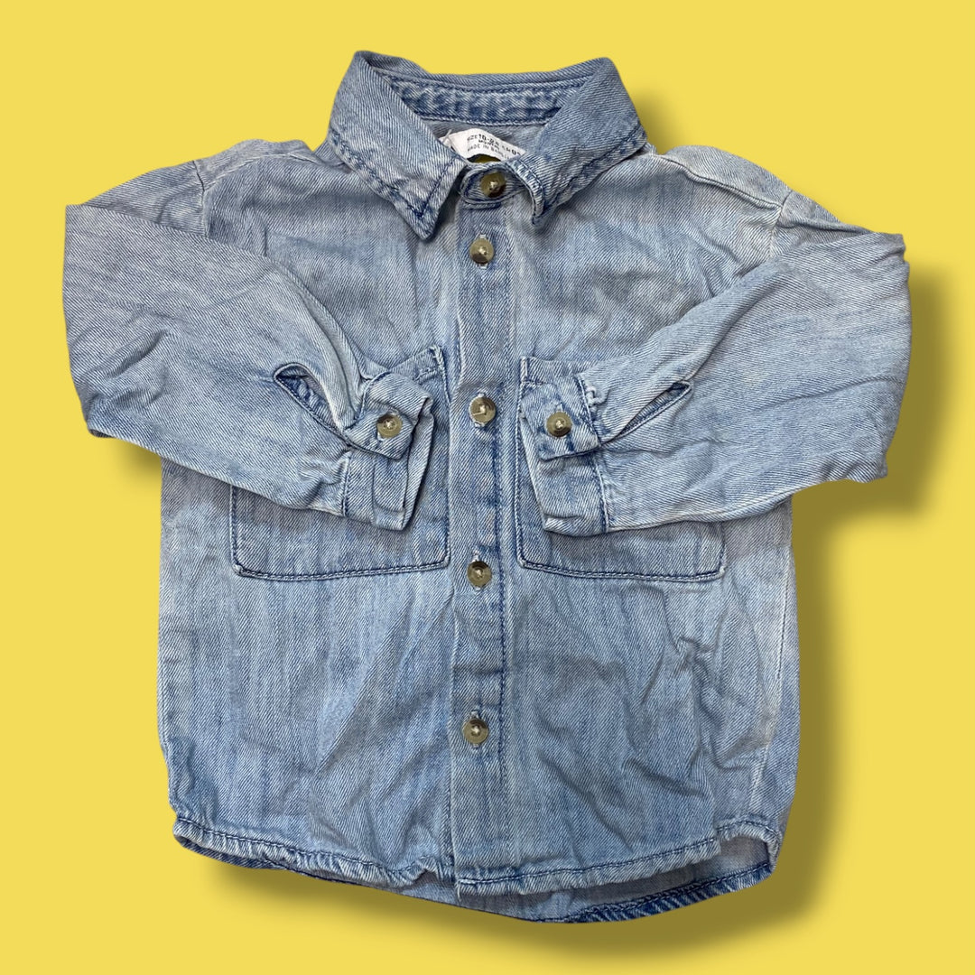 blue zara denim shirt, 18-24m