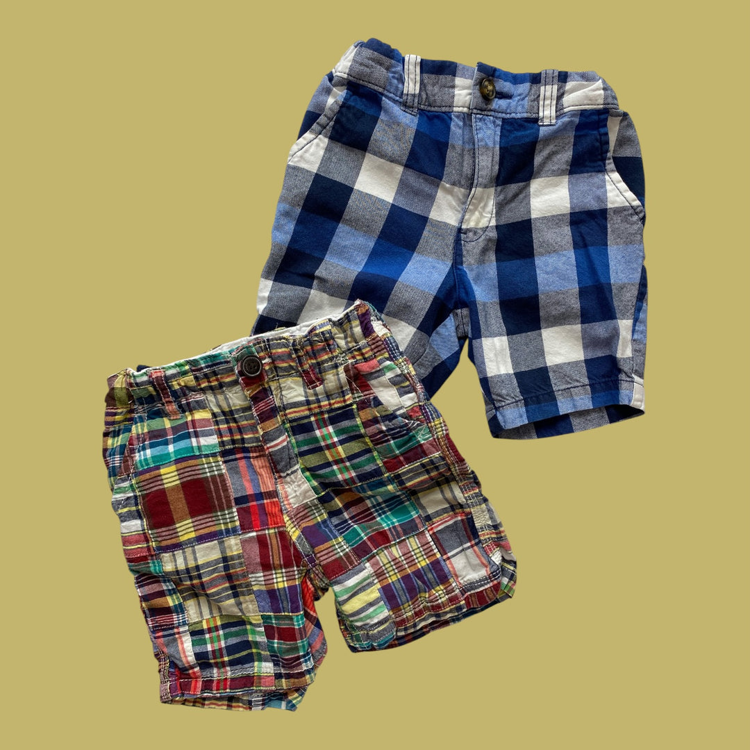 set of 2 plaid shorts, 2y