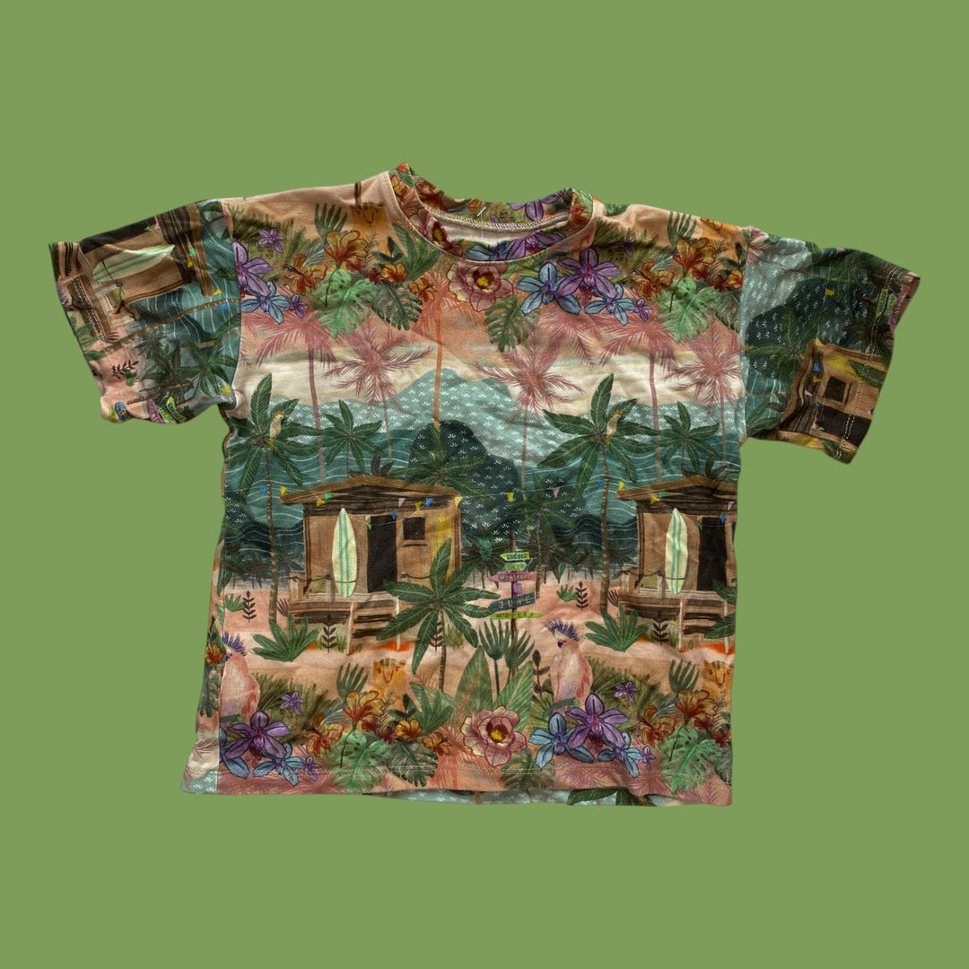 pink Little Yogi parrot t-shirt, 3-5y