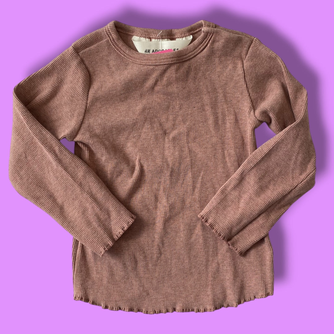 pink H&amp;M ribbed long sleeve, 12m