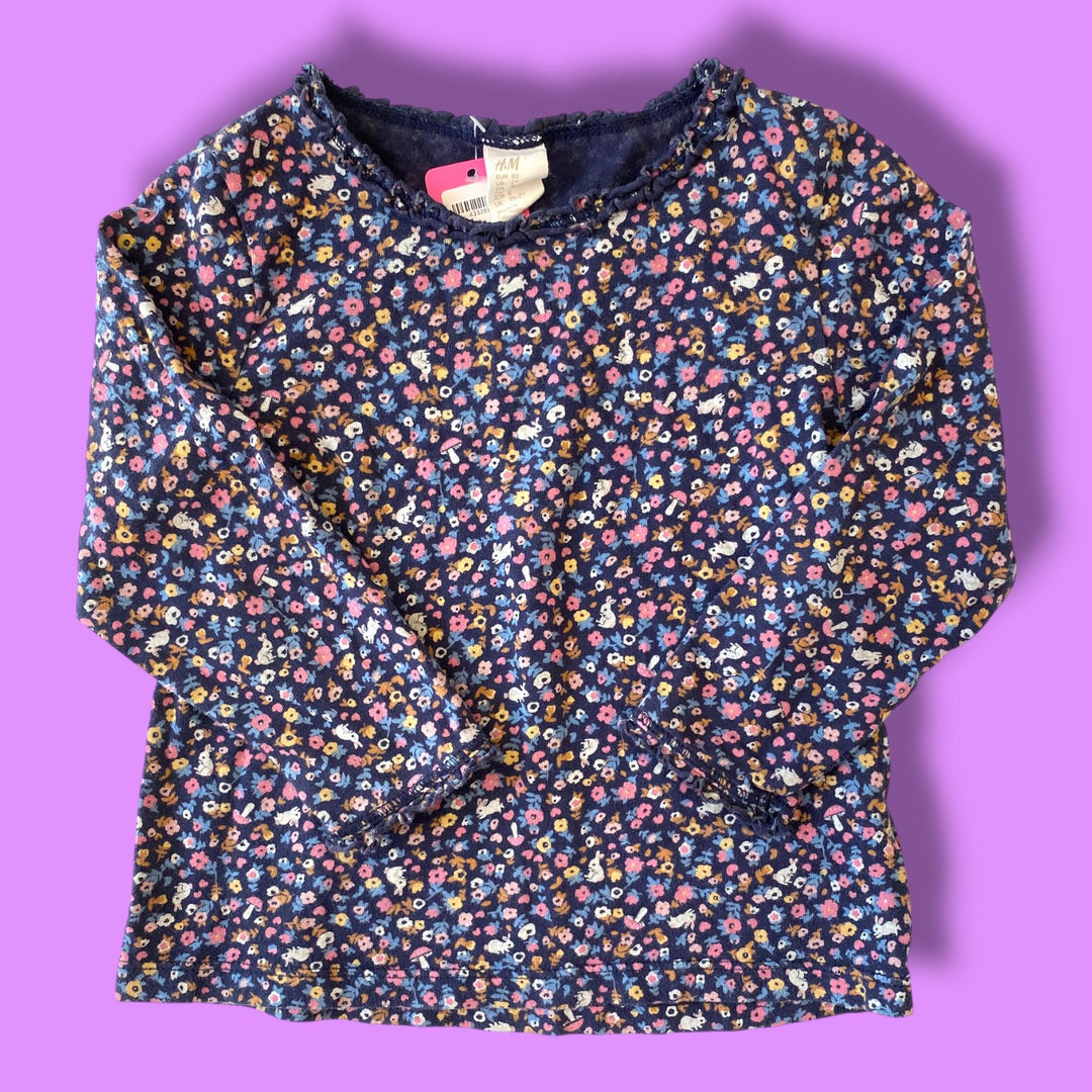 blue H&amp;M flower top, 2Y