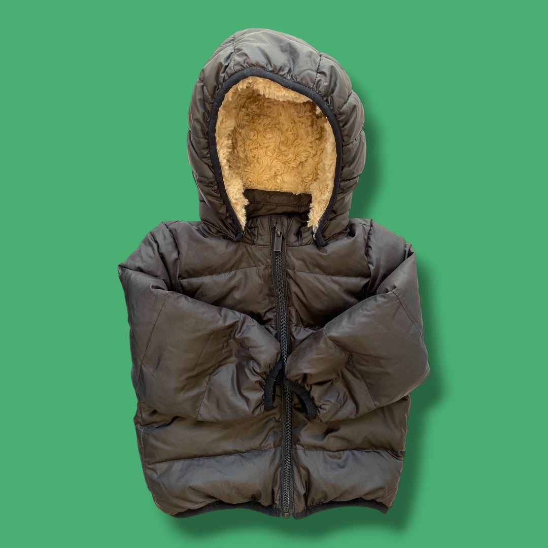 black h&amp;m puffy jacket, 12-18m