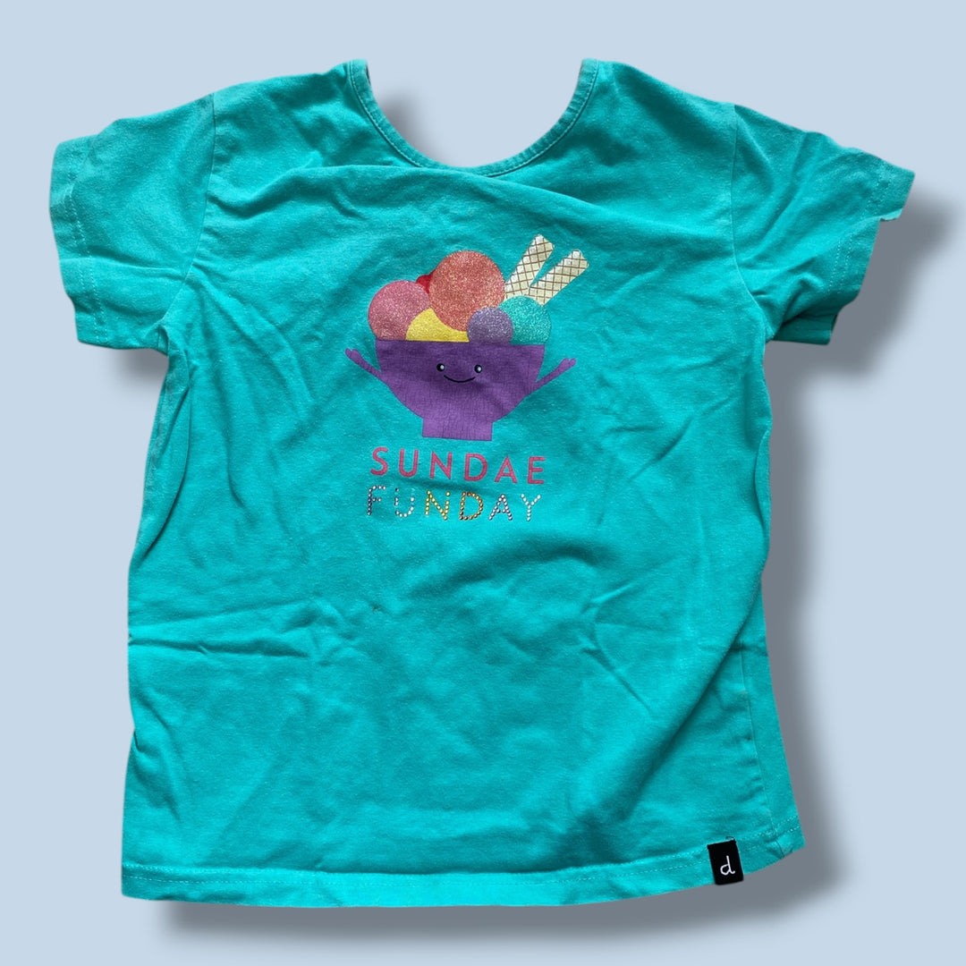 teal Deux par Deux ice cream tee, 6Y