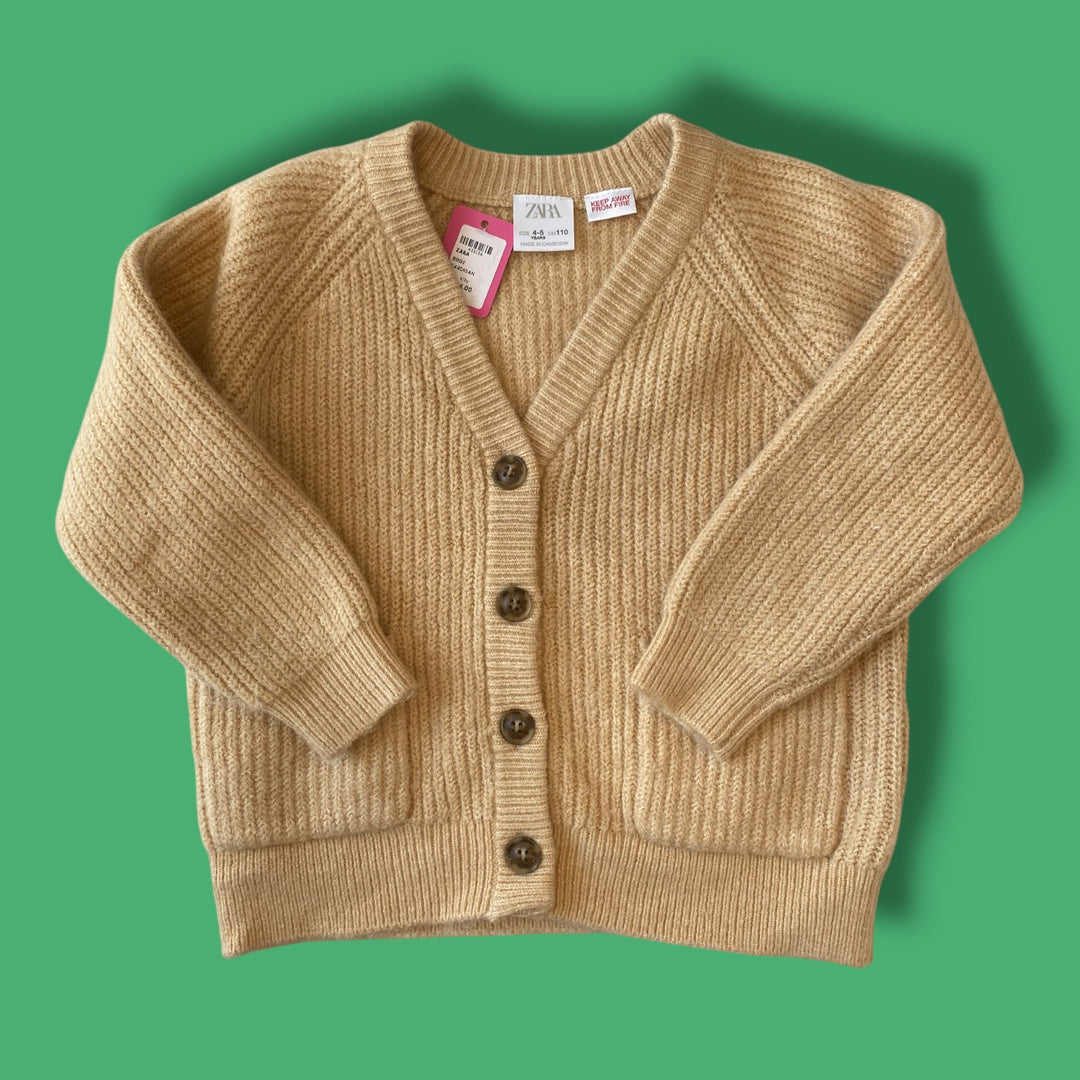 beige zara cardigan, 4/5y