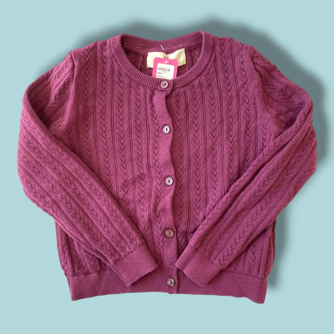 purple h&amp;m cardigan, 5/6y