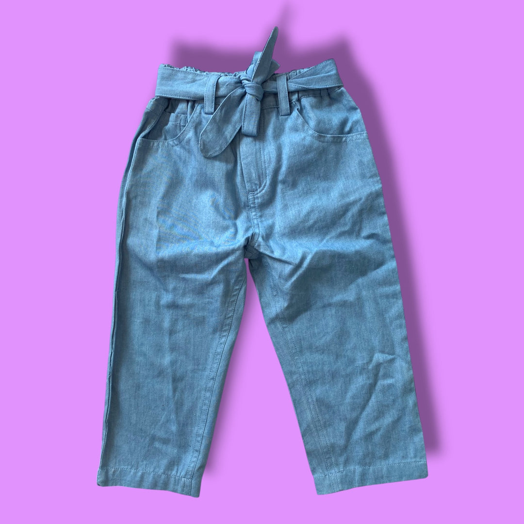 blue Le Chat Botte tie front lightweight pants, 3Y