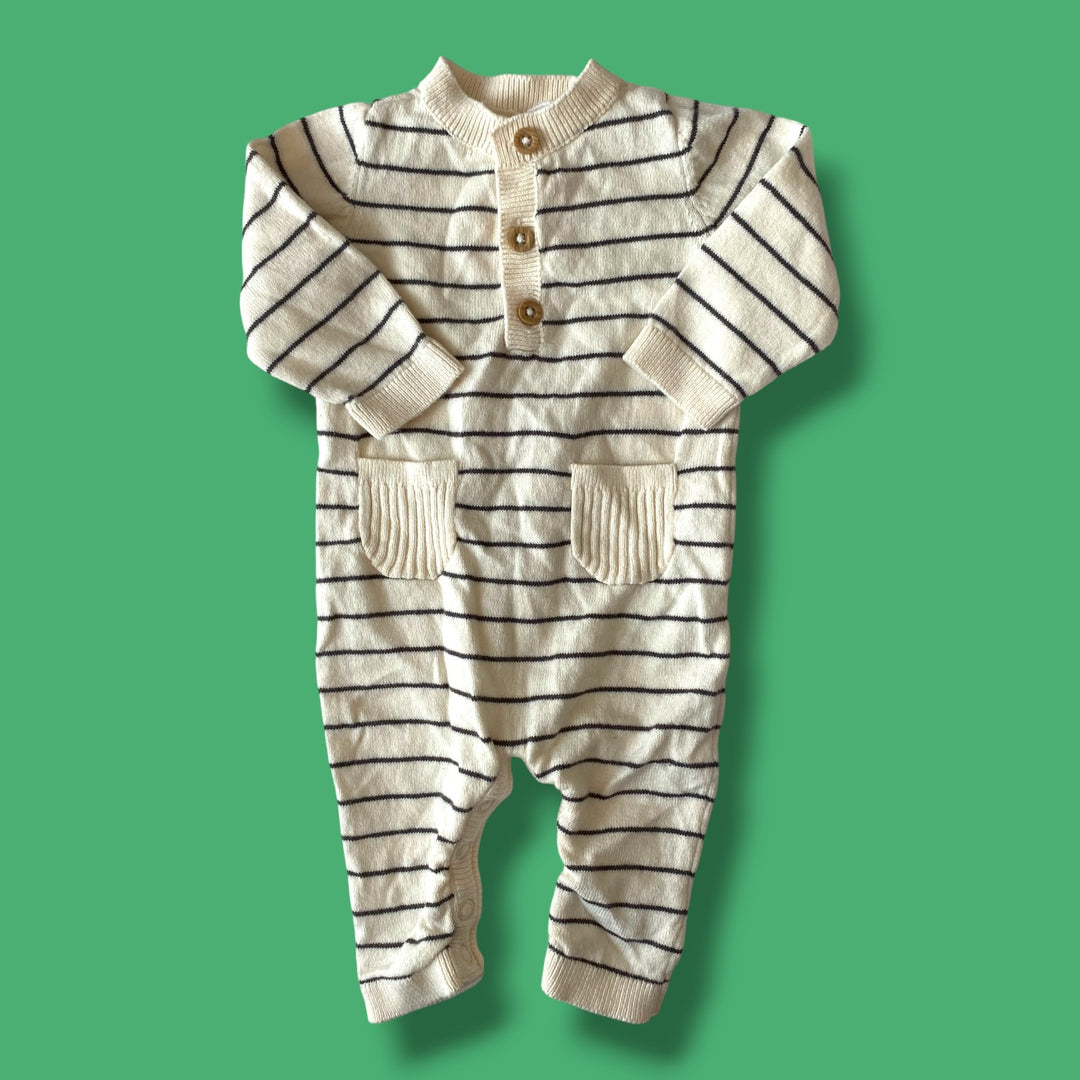 cream Carters knit romper, 3m
