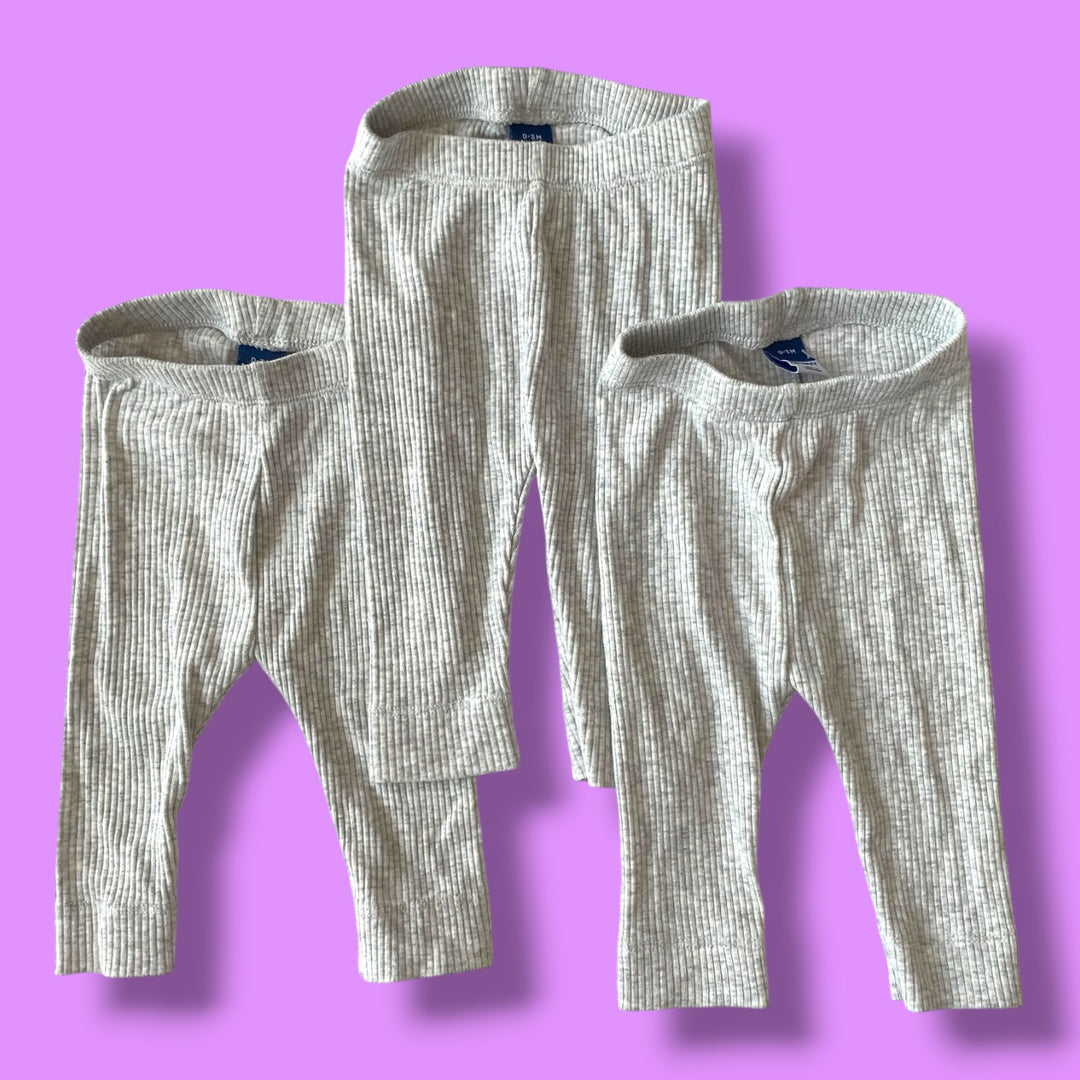 grey Old Navy bundle of pants, 0-3m