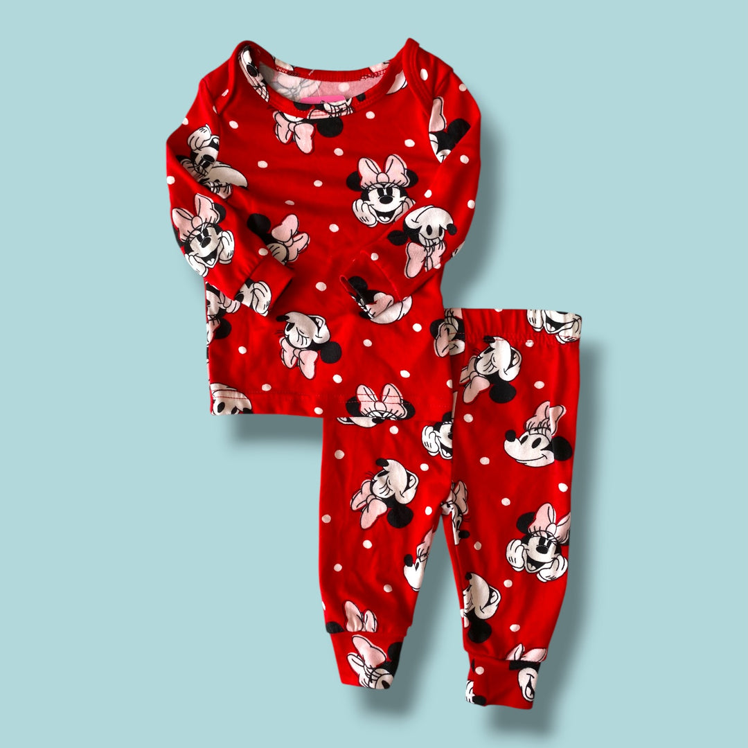 red disney baby pajamas, 0-3m