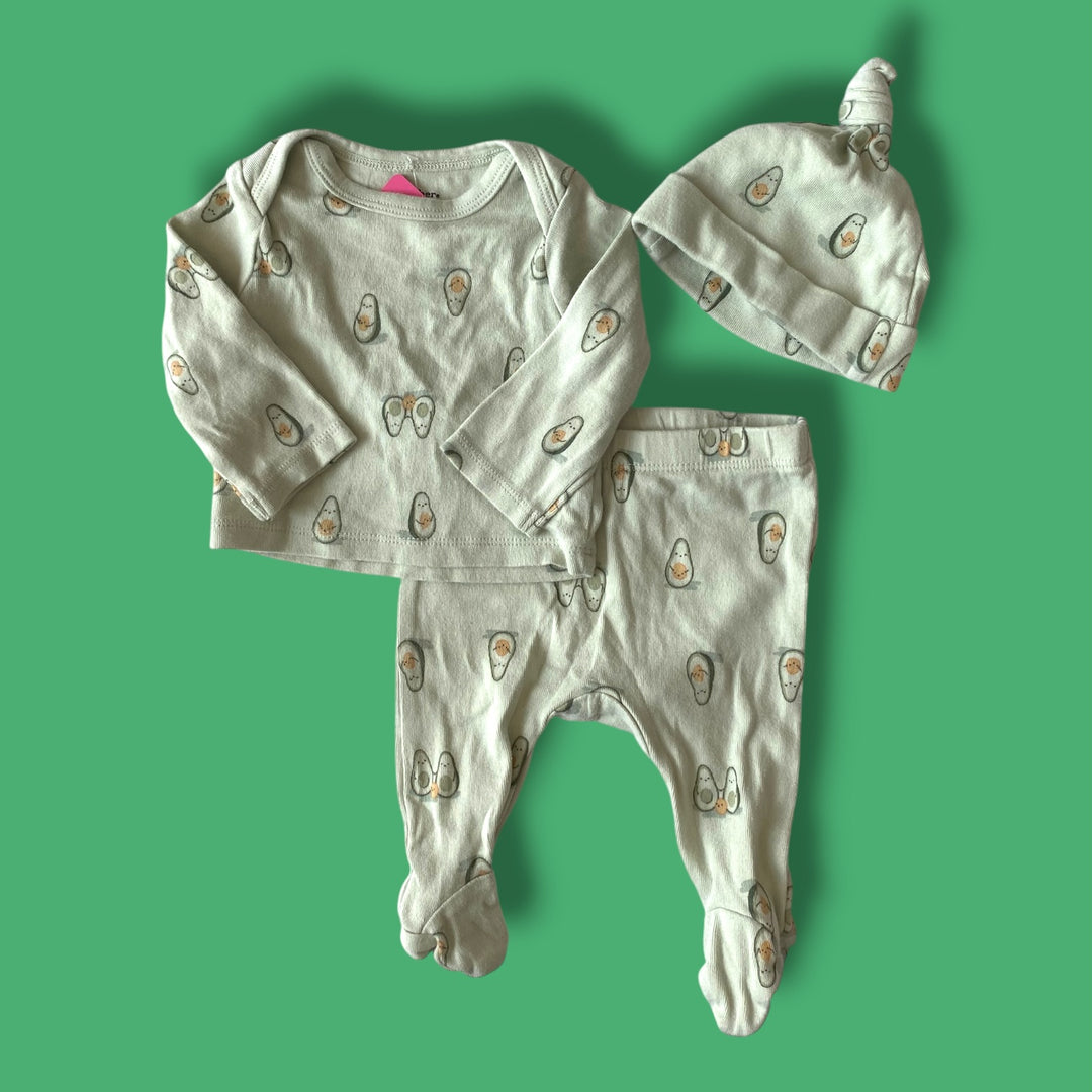 blue gerber avocado set, newborn