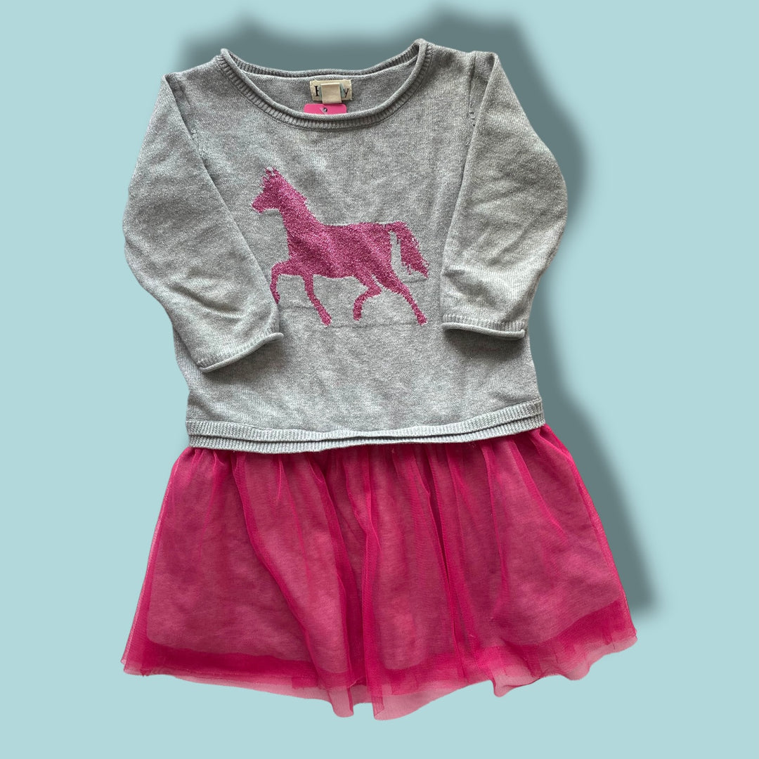 Grey/Pink Hatley Dress As is for Pulls, 3Y