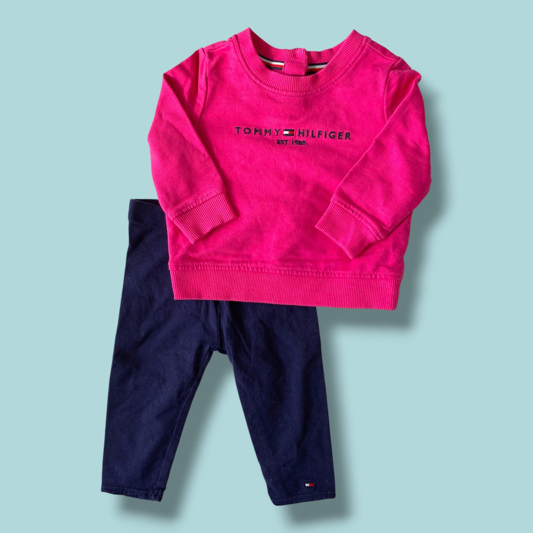 Pink/Blue Tommy Hilfiger 2 piece set, 6-9m