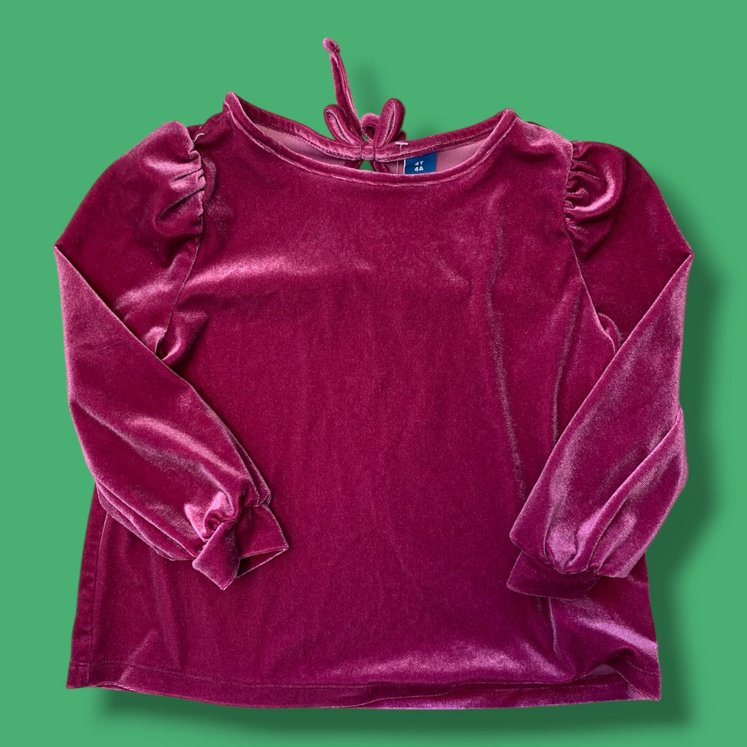 pink old navy velour top, 4y