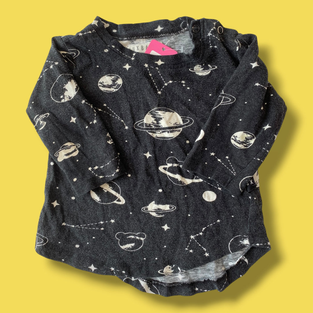 black Hux Long Sleeve, 6-12m