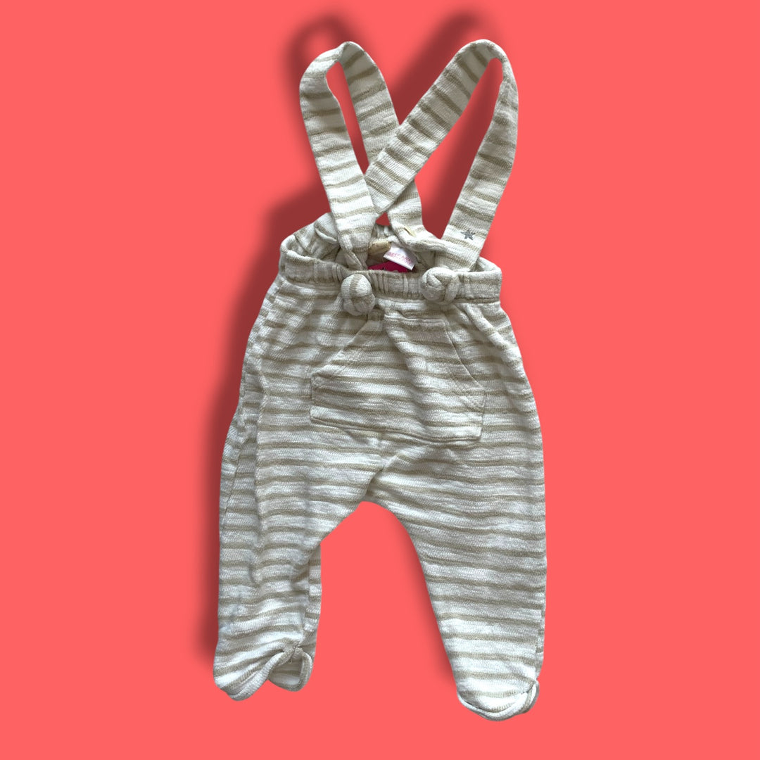 tan Zara striped overall, 6-9m