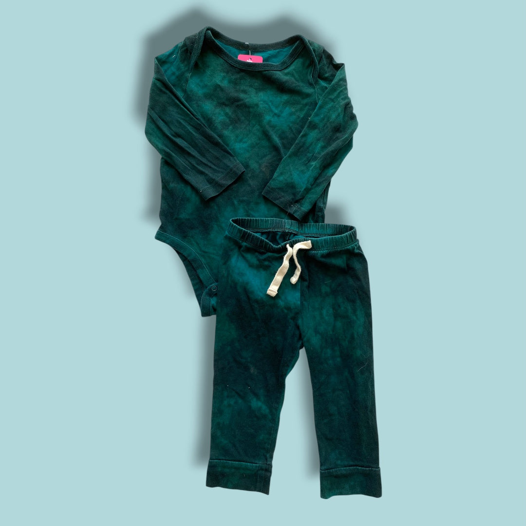 green Gap tie dye set, 12-18m