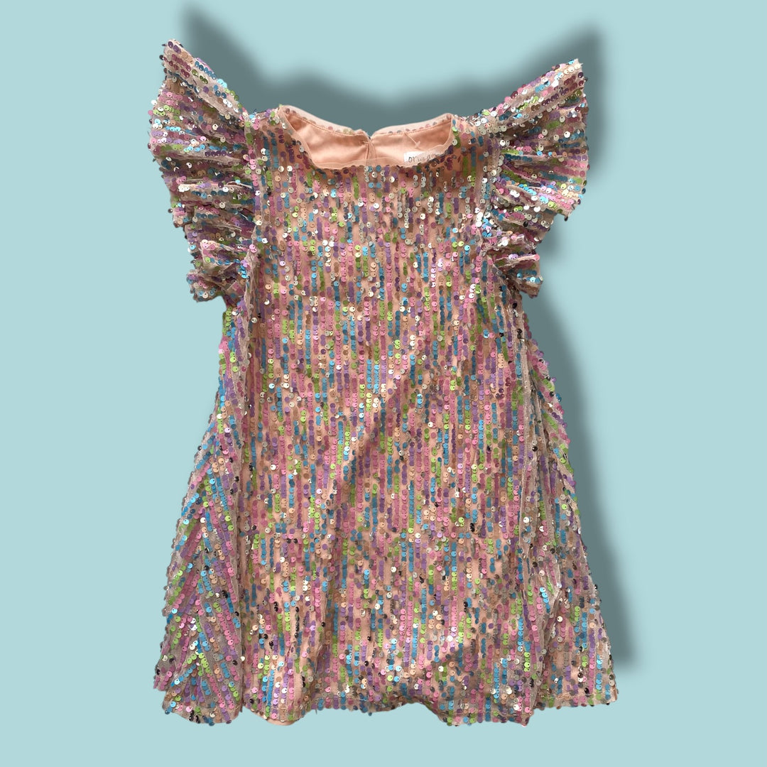 pink  origami sequin dress, 4y