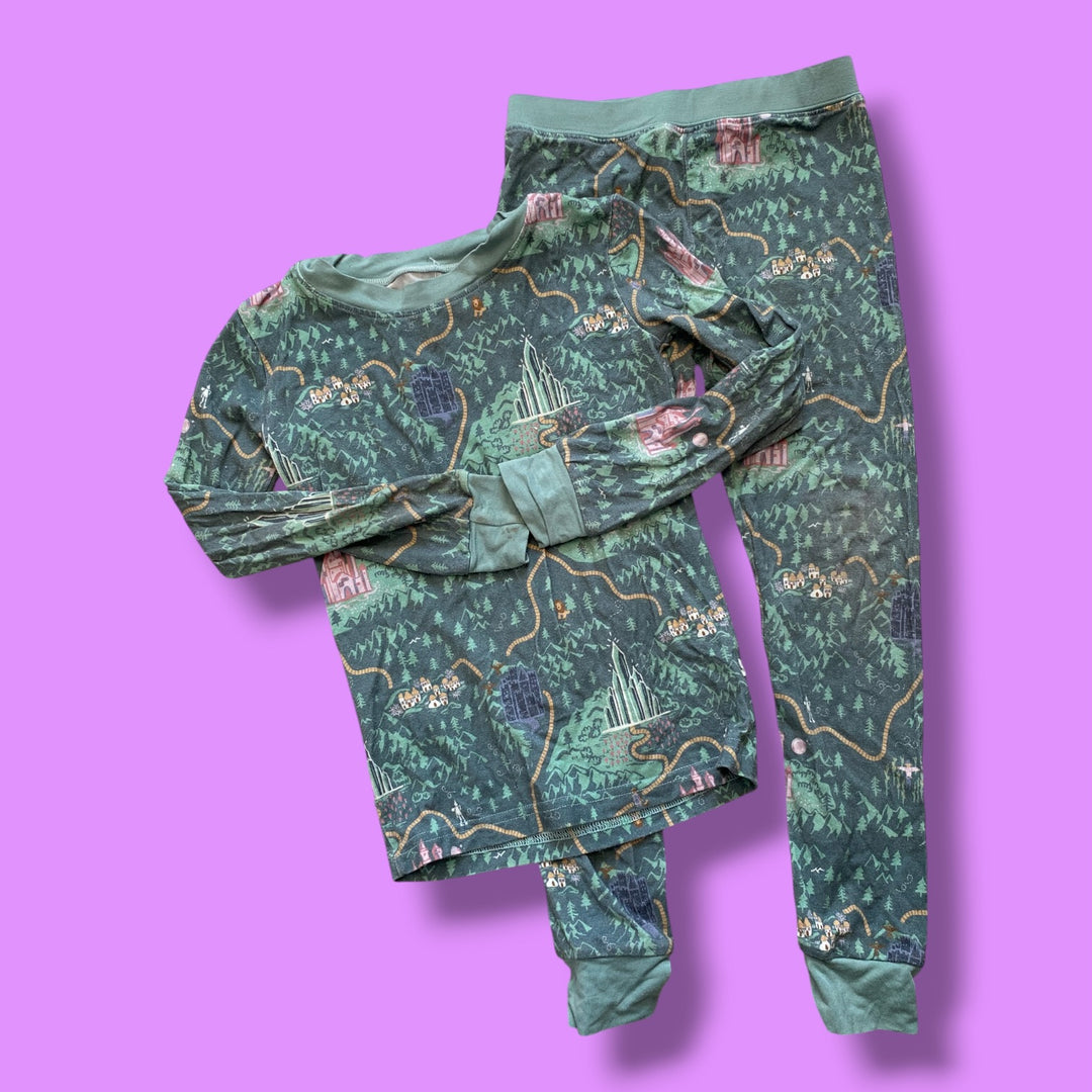 Blue/Green Crowns &amp; Crapes 2 piece Bamboo, 4Y