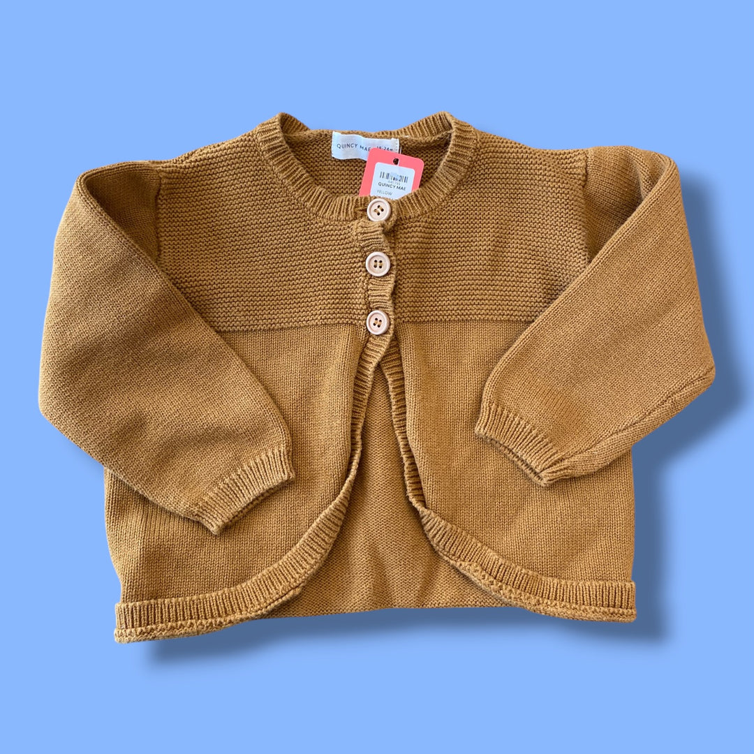 yellow quincy mae cardigan, 18-24m