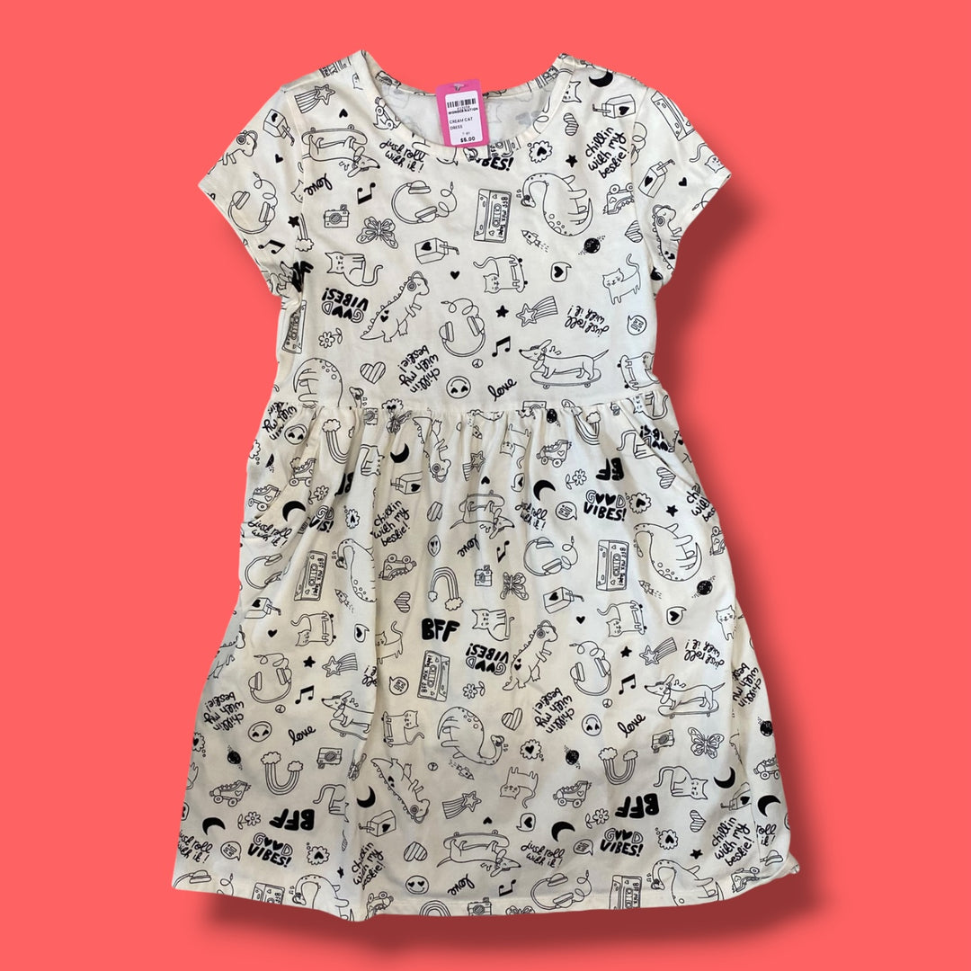 cream wonder nation cat dress, 7-8Y